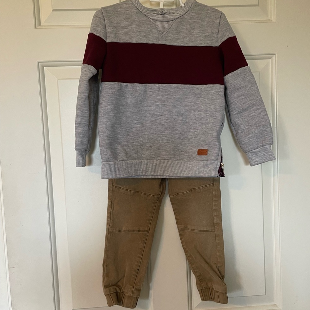 7 For All Mankind Gray and Maroon Kids Matching Set